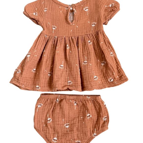 Modern Moments By Gerber Smocked Dress & Bloomer Set 3-6M Rust Orange Outfit - Picture 2 of 6